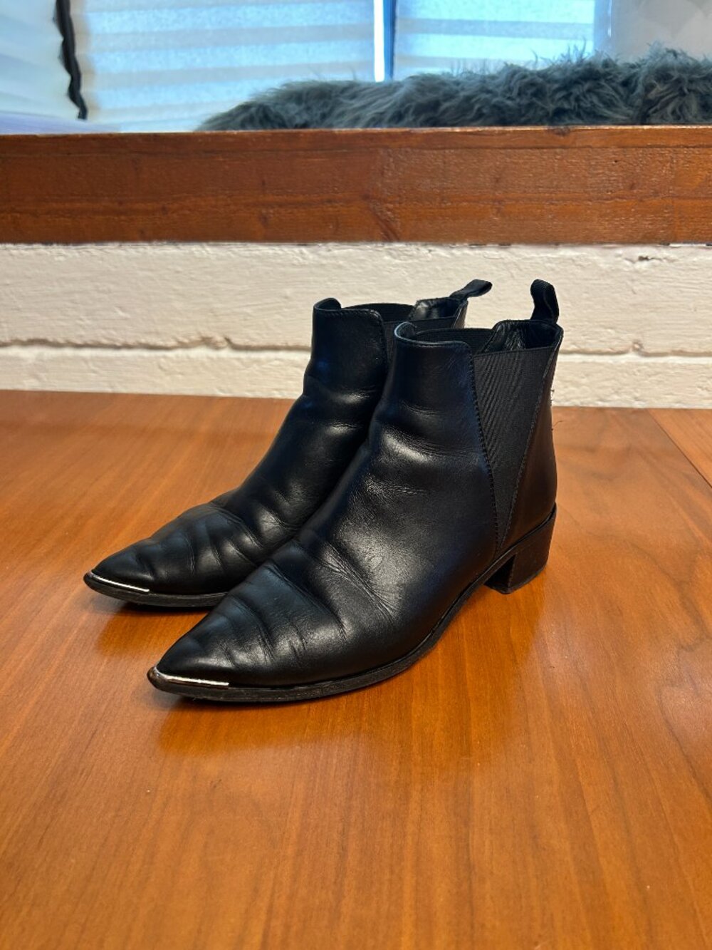 Acne Studios Jensen Boots Size 37 Black Flat Leather - Picture 2 of 10